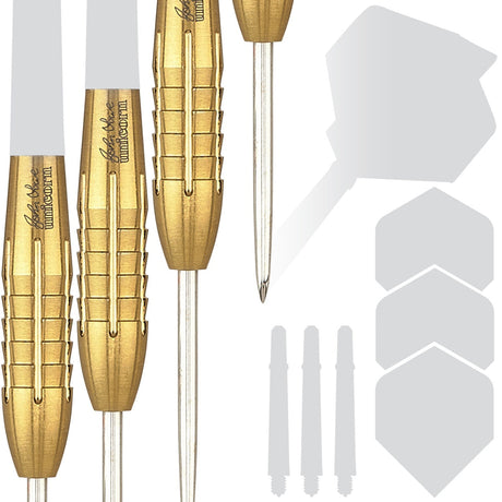 John Lowe Phase 2 Gold Shark Grip Purist 90% Tungsten Steel Tip Darts by Unicorn - view 3