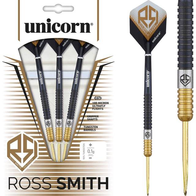 Unicorn Ross Smith Darts - Steel Tip - Smudger - Two Tone - Black & Gold - The Darts Shop