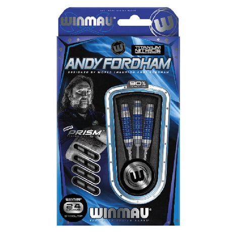 Andy Fordham Blue Titanium Nitride 90% Tungsten Steel Tip Darts by Winmau - view 5