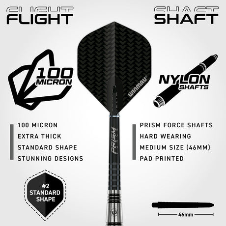 Winmau Blackout 90% Tungsten Steel Tip Darts - Bomb Barrel - view 3