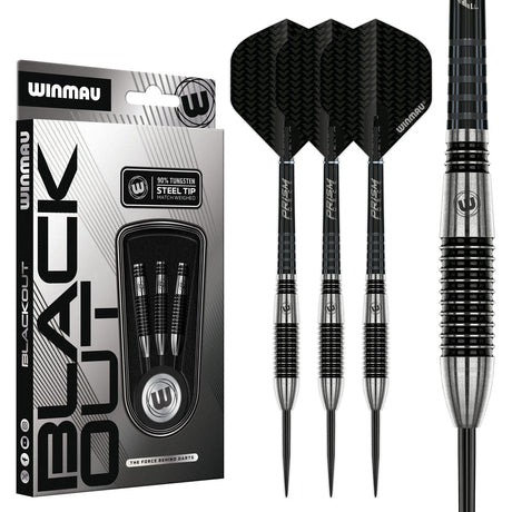 Winmau Blackout 90% Tungsten Steel Tip Darts - Bomb Barrel