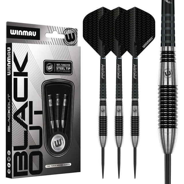 Winmau Blackout 90% Tungsten Steel Tip Darts - Bomb Barrel