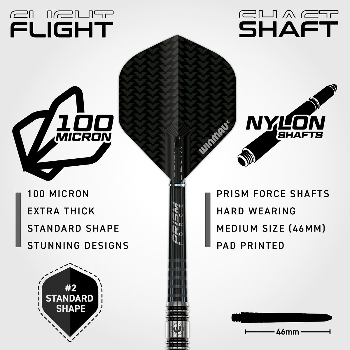 Winmau Blackout 90% Tungsten Steel Tip Darts - Straight Barrel - view 3