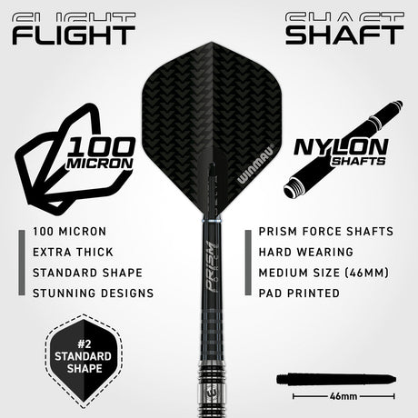 Winmau Blackout 90% Tungsten Steel Tip Darts - Straight Barrel - view 3