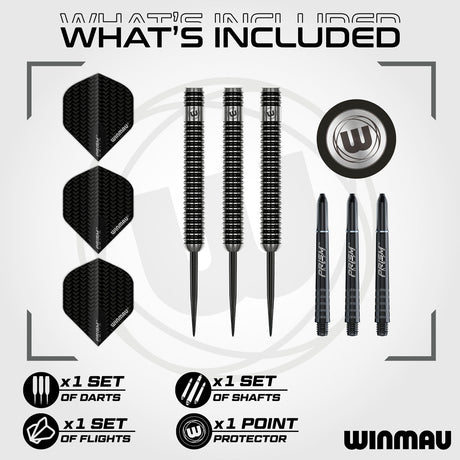 Winmau Blackout 90% Tungsten Steel Tip Darts - Straight Barrel - view 2