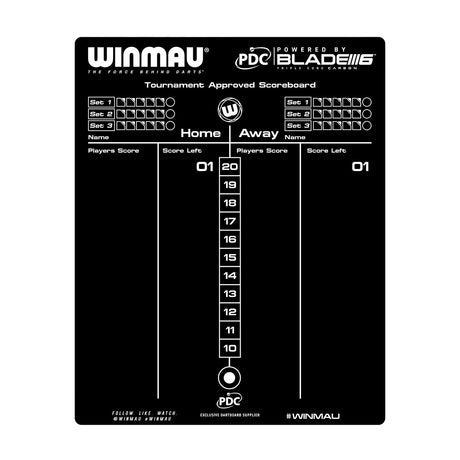 Winmau Dry Wipe Score Board - PDC Design - view 2