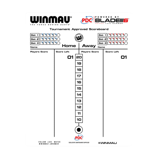 Winmau Dry Wipe Score Board - PDC Design