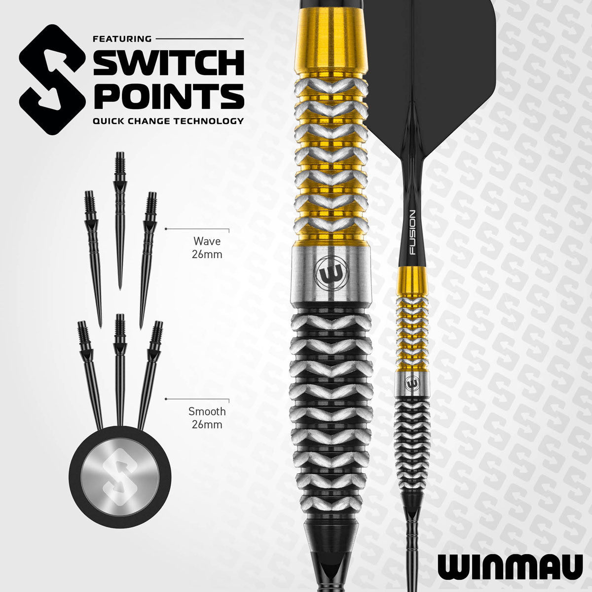 Winmau Exion Torpedo Switch Point 90% Tungsten Steel Tip Darts - view 5