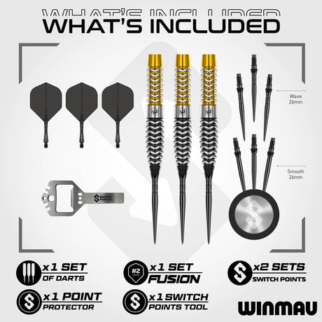 Winmau Exion Torpedo Switch Point 90% Tungsten Steel Tip Darts - view 2