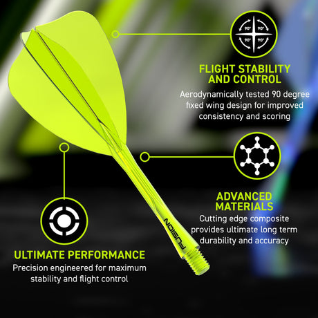 Winmau Fusion Arrow Integrated Flight & Shaft Yellow - view 20