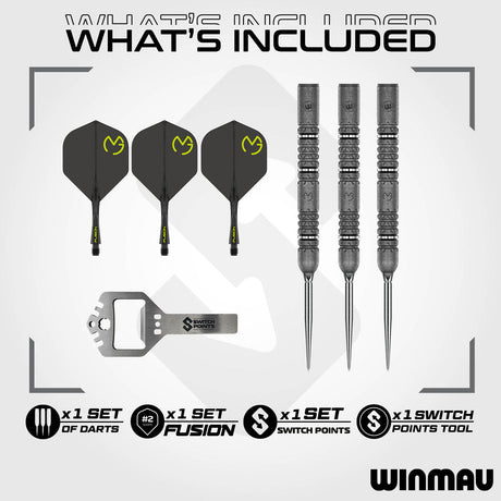 Winmau Michael van Gerwen MvG Signature Edition Switch Point 90% Tungsten Steel Tip Darts - view 2