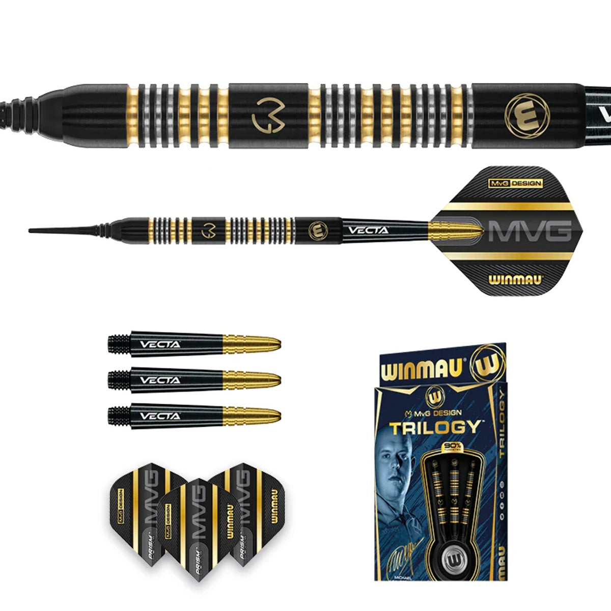 MVG Trilogy 90% Tungsten Soft Tip Darts by Winmau - view 5